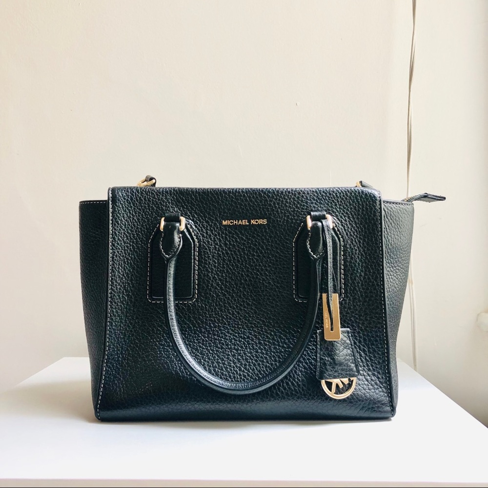 Black Leather Michael Kors Tote Purse Handbag